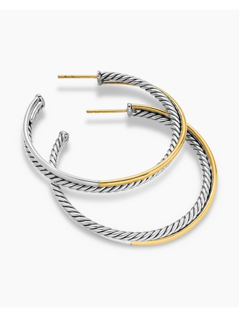 David Yurman Crossover Hoop Earrings in Sterling Silver & 18k Yellow Gold, 44mm